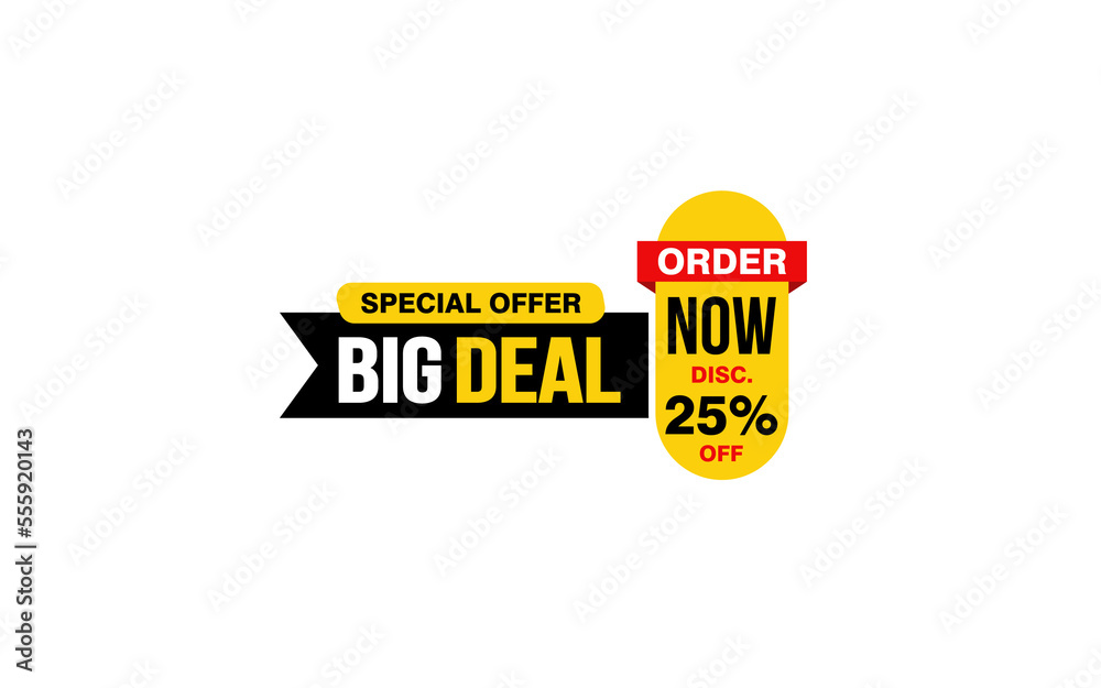 25 Percent BIG DEAL offer, clearance, promotion banner layout with sticker style. 25 Percent BIG DEAL offer, clearance, promotion banner layout with sticker style.