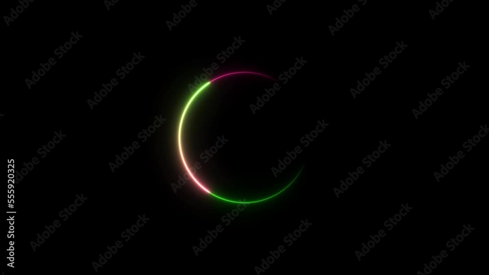 circle shape frame red color glowing neon lights loop animation. circle shape frame red color glowing neon lights loop animation.