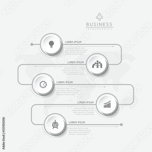 Circular Connection Steps business Infographic Template with 5 Element