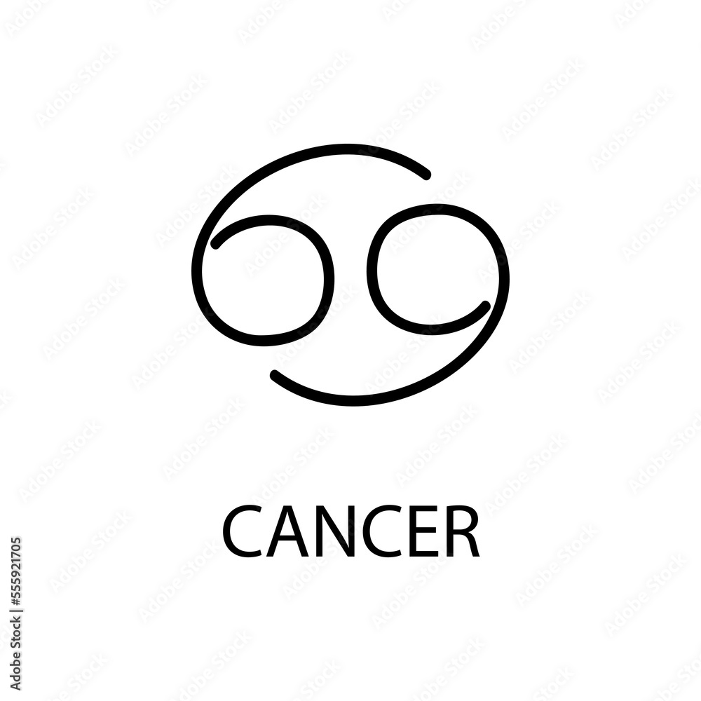Zodiac Cancer Sign in linear style isolated. Cancer zodiac symbol in minimal style. vector illustration Zodiac Cancer Sign in linear style isolated. Cancer zodiac symbol in minimal style. vector illustration