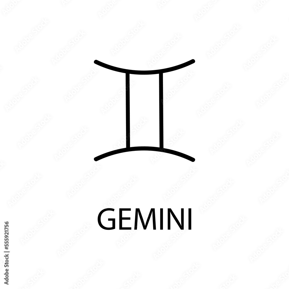 Zodiac Gemini Sign in linear style isolated. Gemini zodiac symbol in minimal style. vector illustration Zodiac Gemini Sign in linear style isolated. Gemini zodiac symbol in minimal style. vector illustration