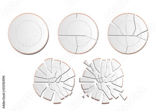 broken white plates shared top view 

collection.