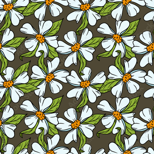 Flowers Hand Drawn Modern Doodle Seamless Pattern