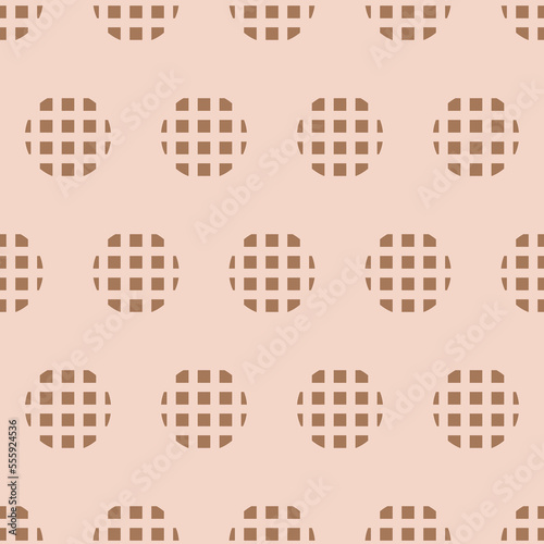 Seamless geometric pattern with circles on pink background. Vector print for fabric background, textile © Sofiia