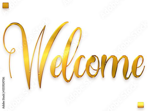 Welcome Text Gold Stylish Calligraphy Text photo