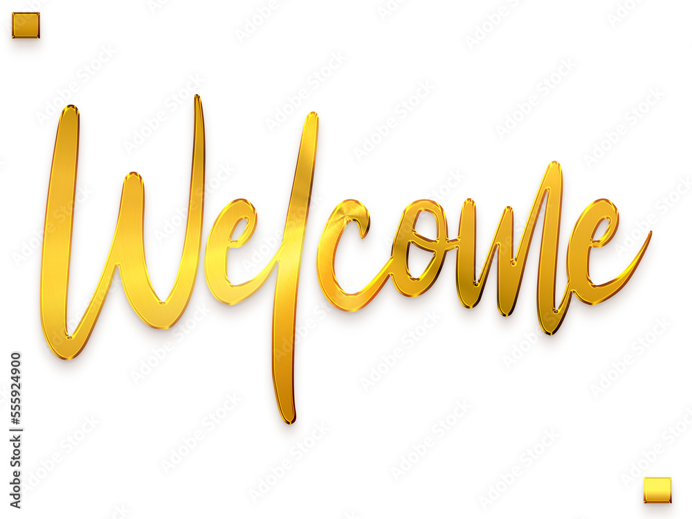 Fototapeta premium Welcome Text Gold Stylish Calligraphy Text