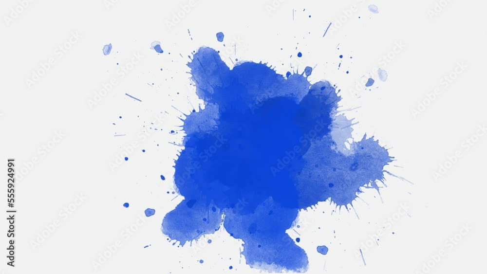 blue ink splashes on white. ink slow motion transition reveal. 