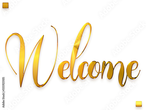 Welcome Text Gold Stylish Calligraphy Text photo