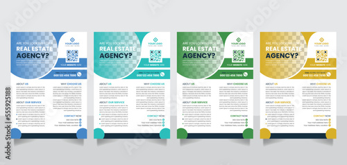 A4 size real estate business agency flyer leaflet poster banner template vector design