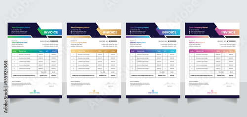 Creative minimal business invoice quotation money bill pricelist letterhead design template in A4 size