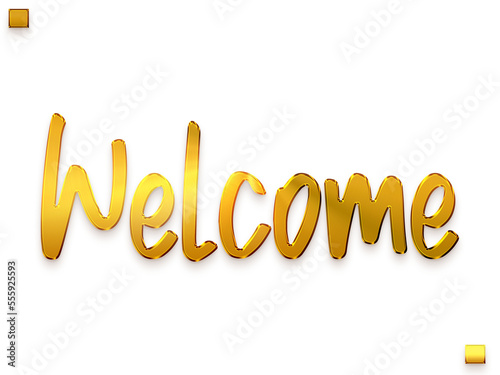 Welcome Text Golden Bold Calligraphy  Text Transparent PNG photo