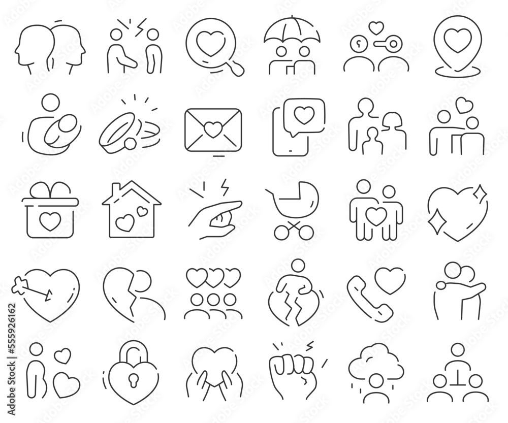 Family line icons collection. Thin outline icons pack. Vector illustration eps10
