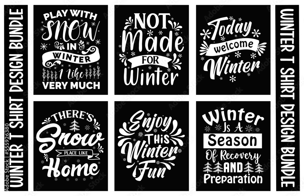 Winter T shirt Design Bundle.