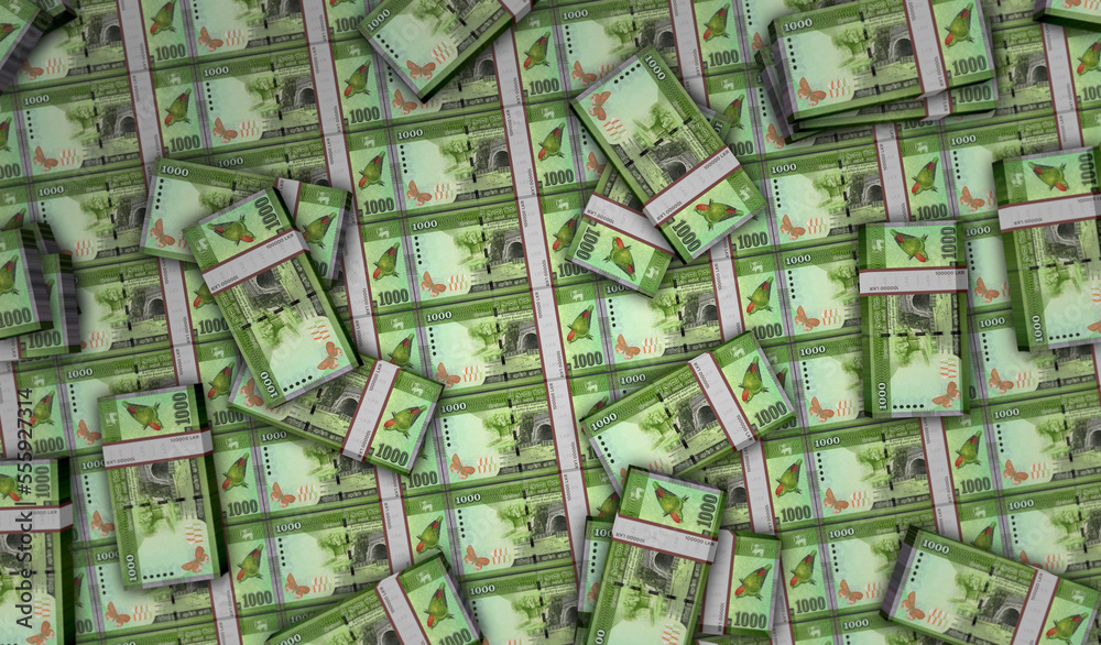 Sri Lanka 1000 Rupee money banknotes pack 3d illustration