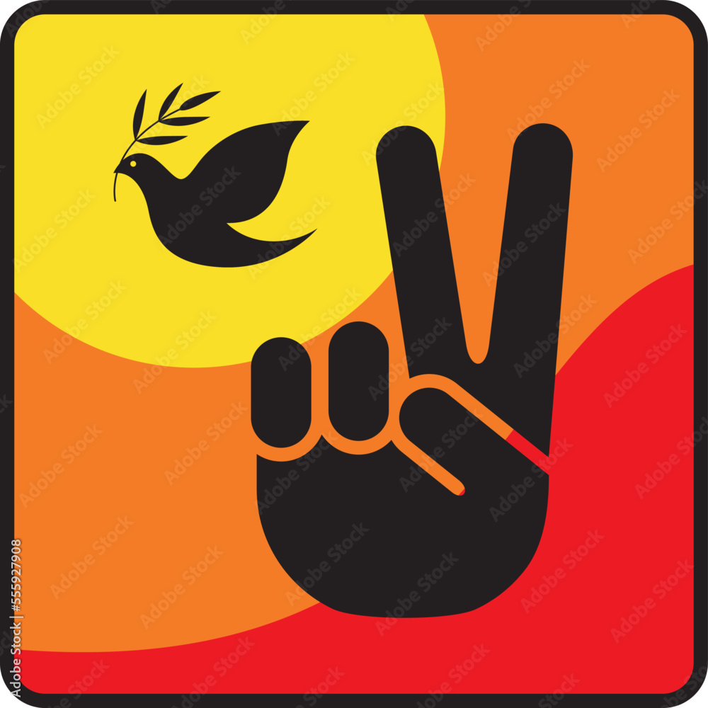 Peace symbols. Two thumbs up and Dove carries an olive branch.vector illustration Peace symbols. Two thumbs up and Dove carries an olive branch.vector illustration