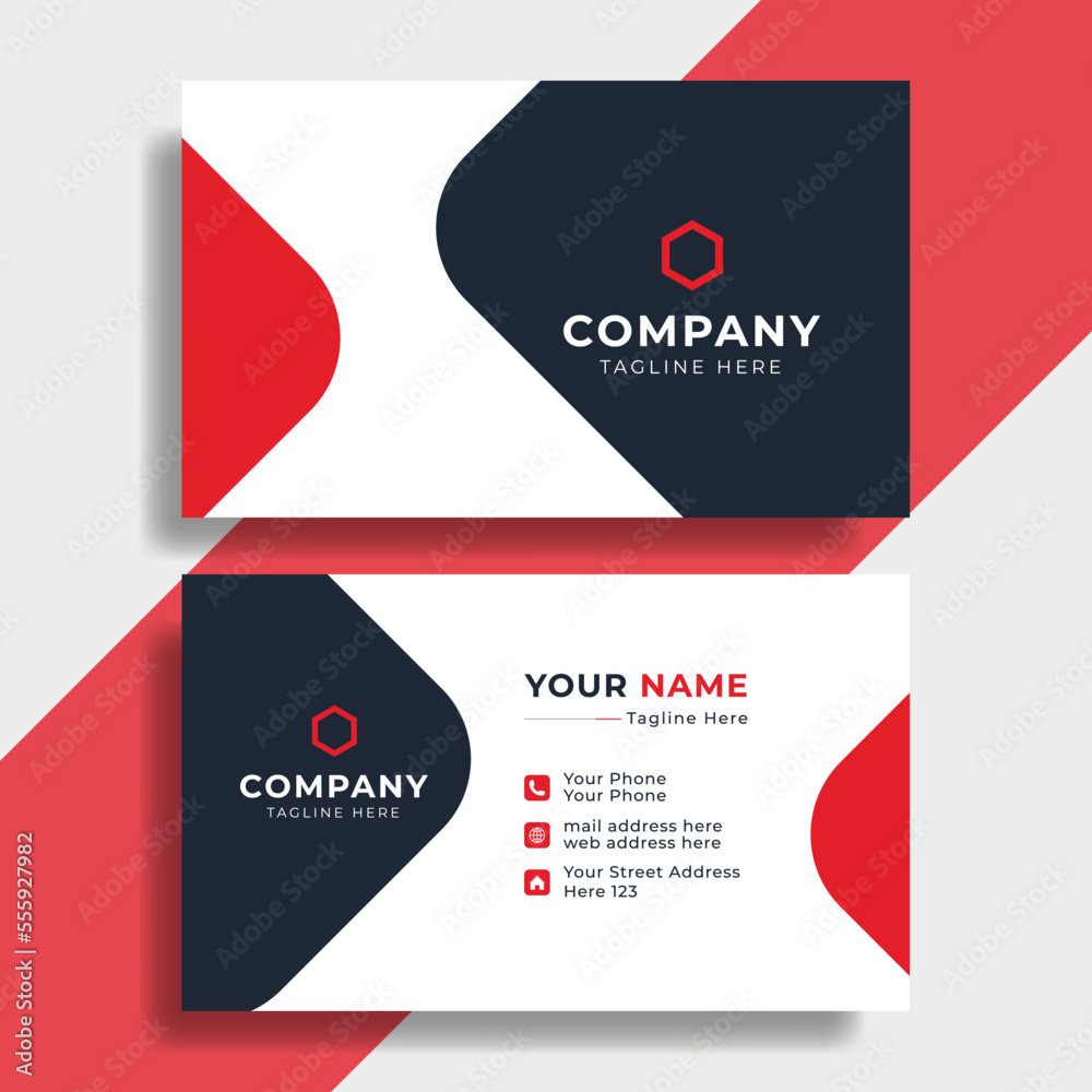Fototapeta premium Corporate Business Card Template with Red & Deep Blue