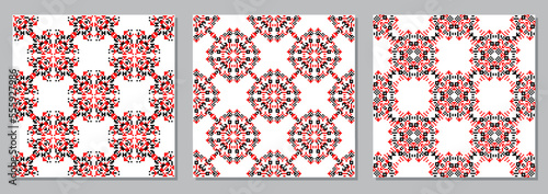 Seamless patterns traditional Ukrainian embroidery, ethnic ornament vyshyvanka