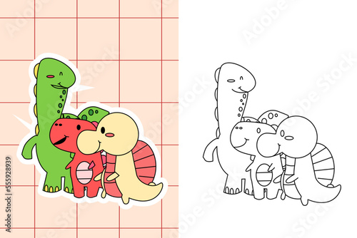 dinosaur colouring page and sticker for toddler