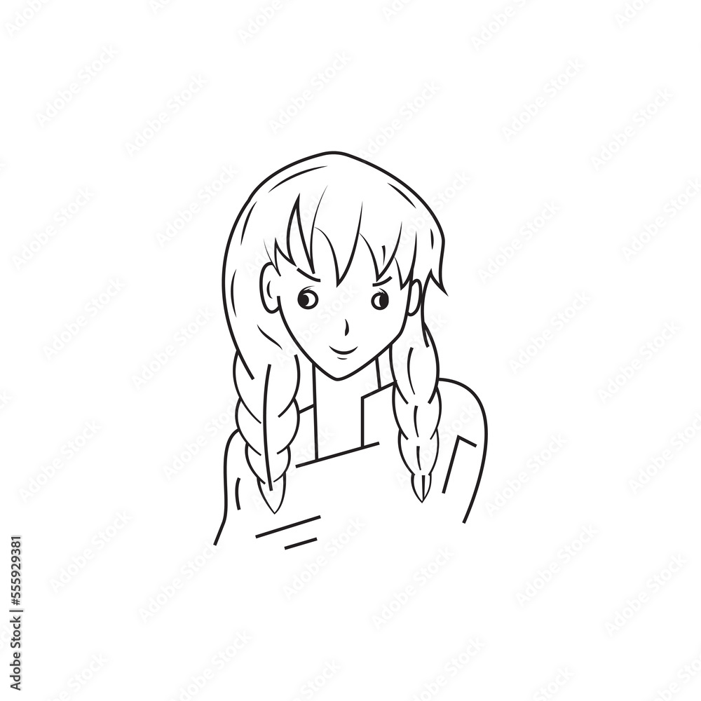 girl animation vector cartoon line illustration girl animation vector cartoon line illustration