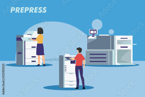 Print shop services 2d vector illustration concept for banner, website, illustration, landing page, flyer, etc.