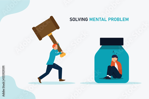 Psychotherapist helps client with mental problems 2d vector illustration concept for banner, website, illustration, landing page, flyer, etc.