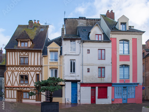 Bâtiments style normand, vieille ville de Dieppe, Seine-Maritime, France photo
