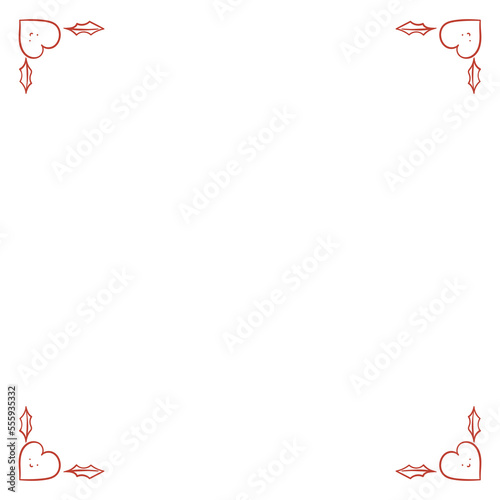 Lovely frame decorated with smiling hearts and holly leaves, Vector illustration