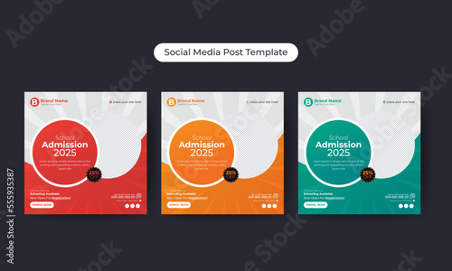 School admission 2025 social media ads template design. For web ads, summer camp flyer design.	