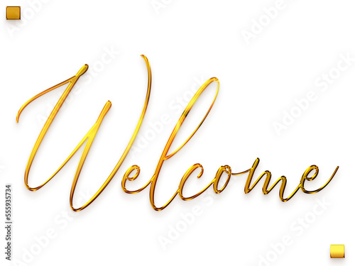 Welcome Text Gold Text Stylish Cursive Typography Transparent PNG