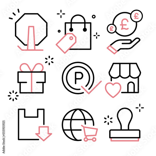 Shopping Icon Set Sale, points, rewards and stamps