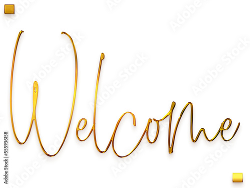 Welcome Text Golden Cursive Typography Text Transparent PNG photo