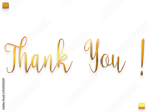 Thank You ! Transparent PNG Gold Cursive Text Calligraphy 