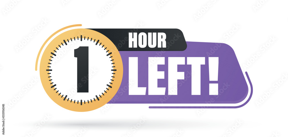 Countdown left 1 hours banner. count time sale. Countdown left 1 hours banner. count time sale.