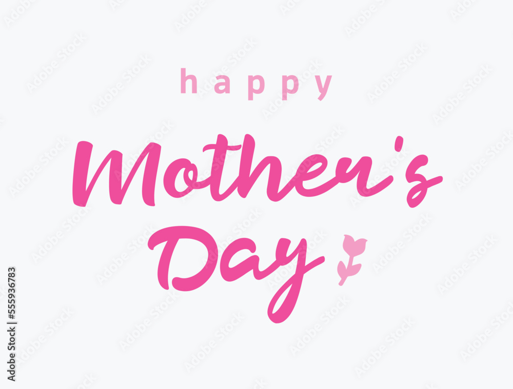 Happy Mother's Day message in handwritten font. Special, commemorative date. Rose flower design
