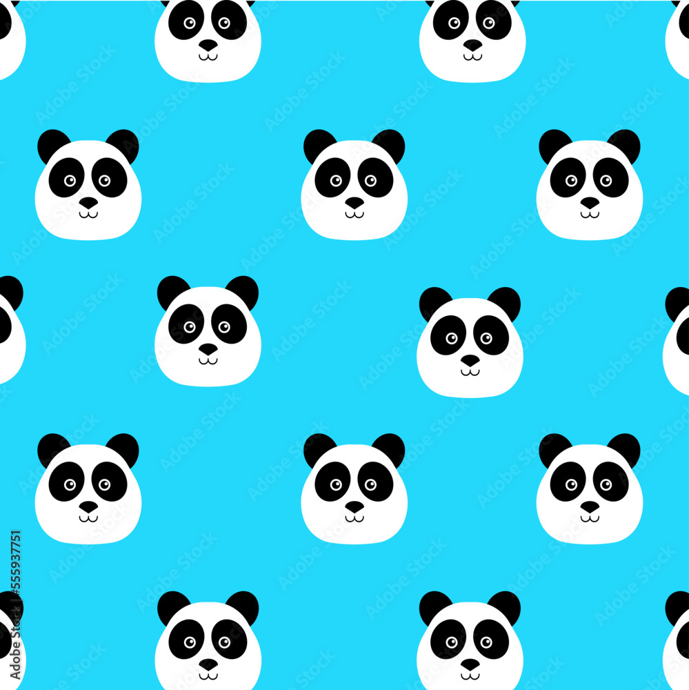 Panda bear texture, background, tile. cute panda seamless pattern. Panda bear. Vector illustration of cute baby pandas collection.