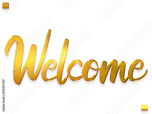 Welcome Text Gold Stylish Alphabetical Text photo