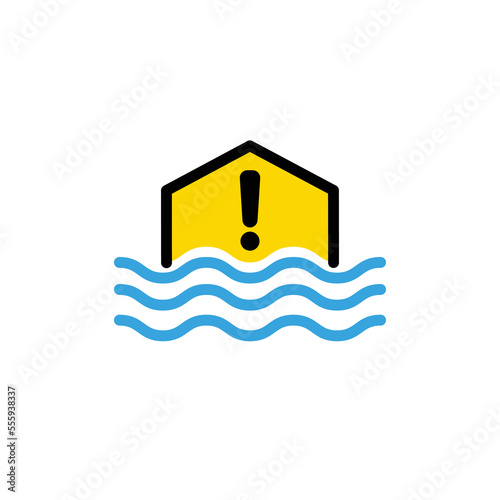 Flood disaster damage symbol logo illustration