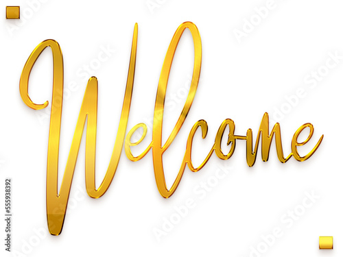 Welcome Text Golden Typography Cursive Text photo