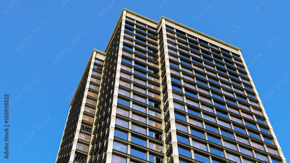 skyscraper buildings office tower modern workplace glass and concrete corporate business 3D illustration