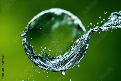 close up macro of splashing water drops create an abstract natural background, generative ai