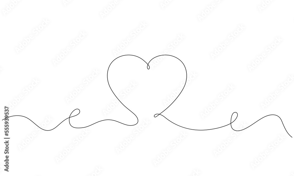Heart continuous one line drawing. Valentines day concept. Love minimalist contour art. Vector illustration