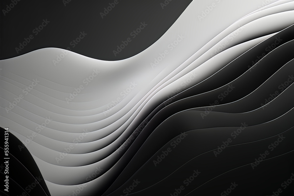 Minimal geometric dark wallpaper. 3d render of black simple shapes