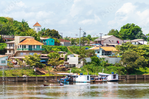 Colourful little town on the banks of the Amazon River, Pará State, Brazil