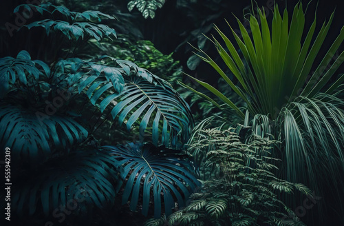 Tropical plants,leaf on black background