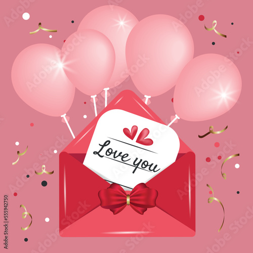 An envelope, a declaration of love. Vector illustration for postcard, cover, banner, background, poster