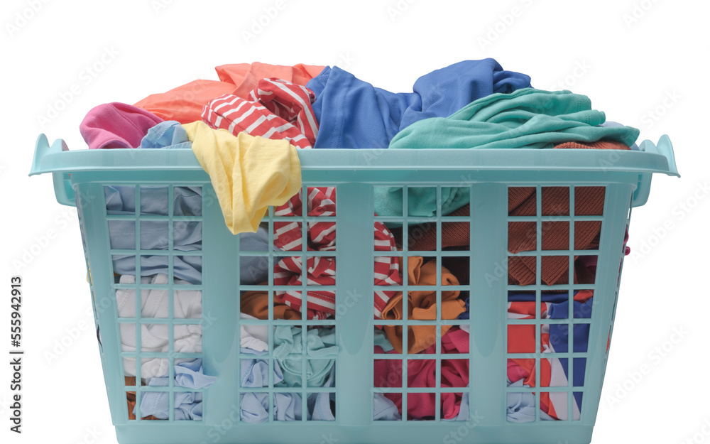 Plakat Obraz Plastic laundry basket full of clothes 40x26.7 cm