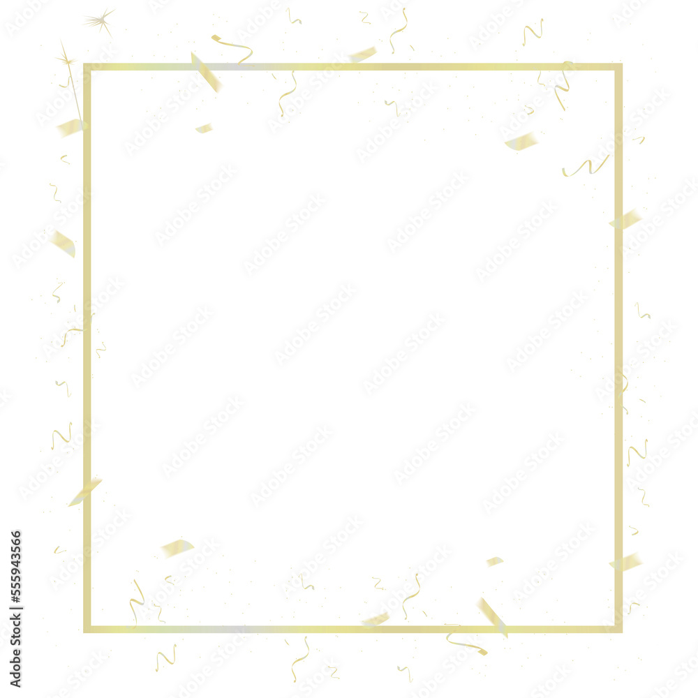 Yellow square border transparent background for party, New Year, Christmas Eve countdown celebration events Yellow square border transparent background for party, New Year, Christmas Eve countdown celebration events