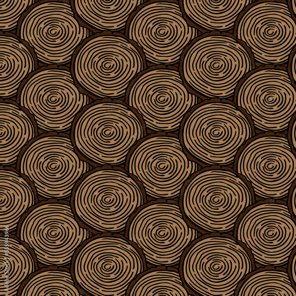 Seamless pattern wallpaper with slice of wood. Wooden log with rings Seamless pattern wallpaper with slice of wood. Wooden log with rings