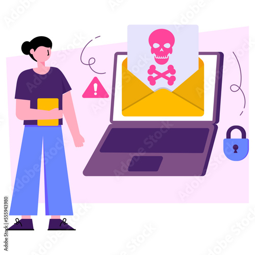 Trendy design illustration of email hacking 
