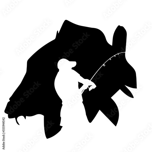 Carp fish, Fisherman, Vector